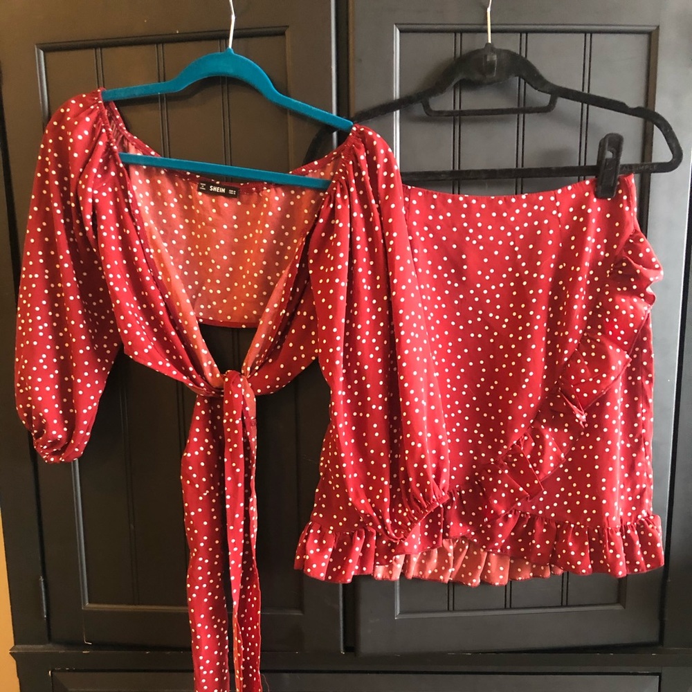 Red polka dot set
